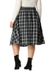 A Line Below The Knee Woven Tartan Flare Skirt