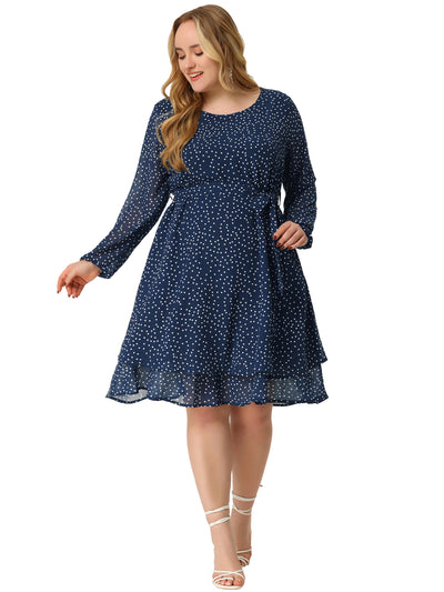 X Line Woven Round Neck Double Layers Dress