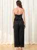 Home Clothes Suspenders Soft Ice Silk Pajamas 3 Pieces Set