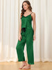 Home Clothes Suspenders Soft Ice Silk Pajamas 3 Pieces Set