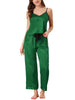Home Clothes Suspenders Soft Ice Silk Pajamas 3 Pieces Set