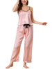 Home Clothes Suspenders Soft Ice Silk Pajamas 3 Pieces Set