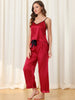 Home Clothes Suspenders Soft Ice Silk Pajamas 3 Pieces Set