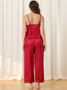 Home Clothes Suspenders Soft Ice Silk Pajamas 3 Pieces Set