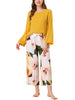 Womens 2pcs Long Sleeve Capri Pants Floral Lounge Set Sleepwear Pajama Sets