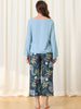 Womens 2pcs Long Sleeve Capri Pants Floral Lounge Set Sleepwear Pajama Sets