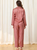 Womens Satin Sleepwear Soft Button Down Nightwear with Pants Pajama Set