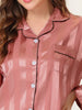 Womens Satin Sleepwear Soft Button Down Nightwear with Pants Pajama Set