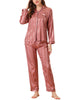 Womens Satin Sleepwear Soft Button Down Nightwear with Pants Pajama Set
