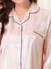 Womens Satin Sleepwear Soft Button Down Nightwear with Pants Pajama Set