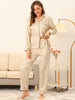 Womens Satin Sleepwear Soft Button Down Nightwear with Pants Pajama Set