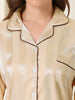 Womens Satin Sleepwear Soft Button Down Nightwear with Pants Pajama Set