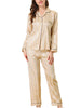 Womens Satin Sleepwear Soft Button Down Nightwear with Pants Pajama Set