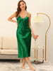 Womens Satin Pajama Nightdress Nightshirt Sleepwear V-Neck Lounge Nightgown