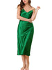 Womens Satin Pajama Nightdress Nightshirt Sleepwear V-Neck Lounge Nightgown