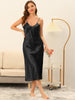 Womens Satin Pajama Nightdress Nightshirt Sleepwear V-Neck Lounge Nightgown