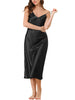 Womens Satin Pajama Nightdress Nightshirt Sleepwear V-Neck Lounge Nightgown