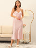 Womens Satin Pajama Nightdress Nightshirt Sleepwear V-Neck Lounge Nightgown
