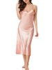 Womens Satin Pajama Nightdress Nightshirt Sleepwear V-Neck Lounge Nightgown