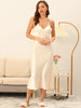 Womens Satin Pajama Nightdress Nightshirt Sleepwear V-Neck Lounge Nightgown