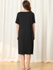 Womens Short Sleeve Nightshirt Button Down Nightgown Sleepwear Pajama Dress