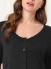 Womens Short Sleeve Nightshirt Button Down Nightgown Sleepwear Pajama Dress