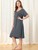 Womens Short Sleeve Nightshirt Button Down Nightgown Sleepwear Pajama Dress