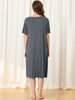 Womens Short Sleeve Nightshirt Button Down Nightgown Sleepwear Pajama Dress