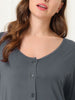 Womens Short Sleeve Nightshirt Button Down Nightgown Sleepwear Pajama Dress