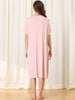 Womens Short Sleeve Nightshirt Button Down Nightgown Sleepwear Pajama Dress