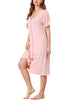 Womens Short Sleeve Nightshirt Button Down Nightgown Sleepwear Pajama Dress