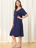Womens Short Sleeve Nightshirt Button Down Nightgown Sleepwear Pajama Dress