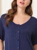 Womens Short Sleeve Nightshirt Button Down Nightgown Sleepwear Pajama Dress