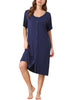 Womens Short Sleeve Nightshirt Button Down Nightgown Sleepwear Pajama Dress