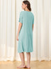 Womens Short Sleeve Nightshirt Button Down Nightgown Sleepwear Pajama Dress