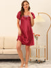 Womens Satin Sleepwear Pajama Dress Nightshirt Soft Lounge Nightgowns