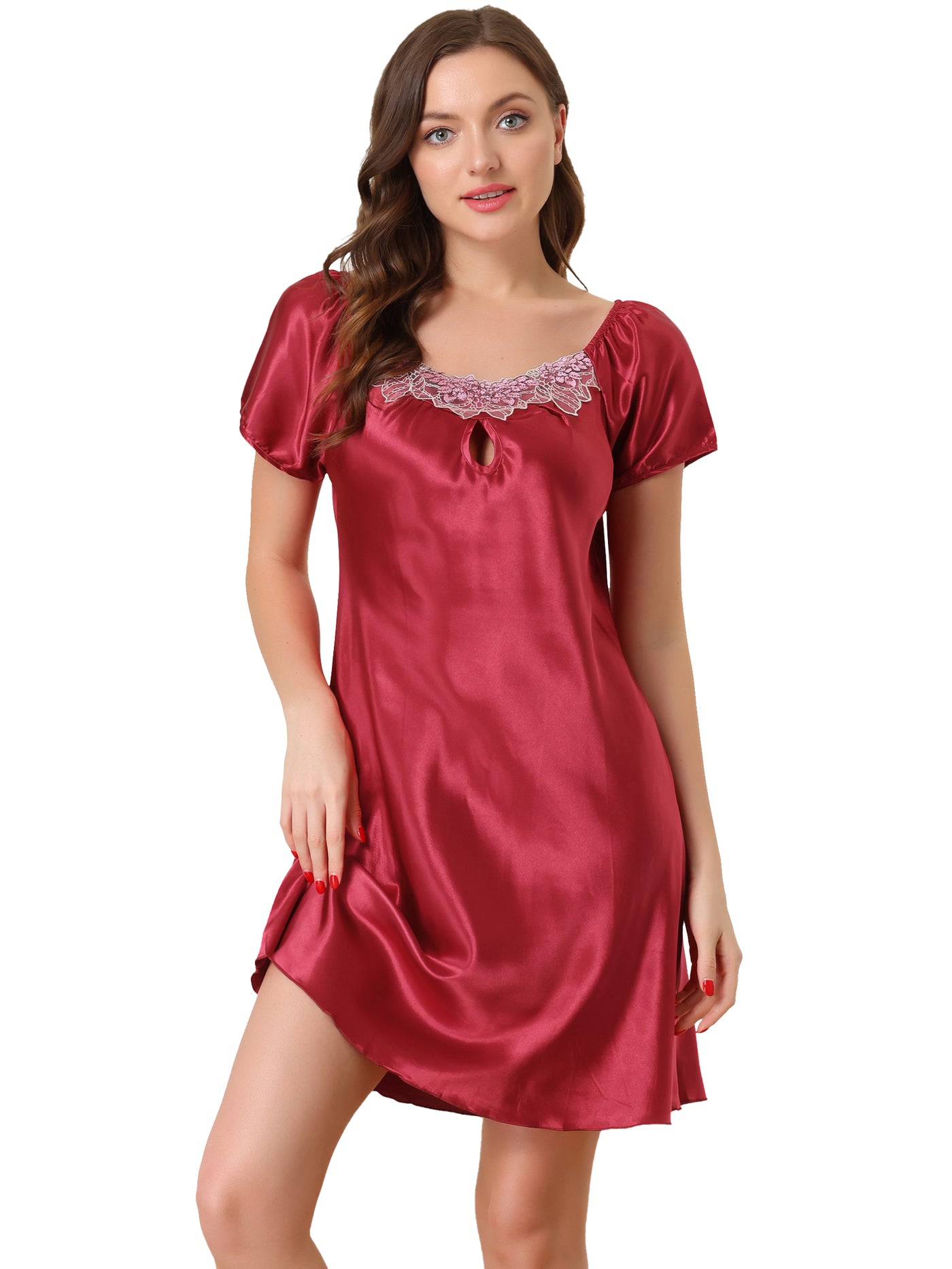 Bublédon Womens Satin Sleepwear Pajama Dress Nightshirt Soft Lounge Nightgowns