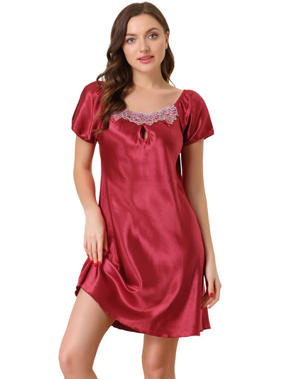 Womens Satin Sleepwear Pajama Dress Nightshirt Soft Lounge Nightgowns