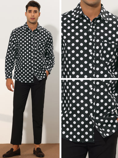 Polka Dots Dress Shirt for Men's Button Down Long Sleeve Casual Business Shirts
