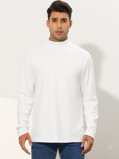 Mock Neck T-Shirts for Men's Slim Fit Long Sleeves Solid Basic Shirts Top Pullover
