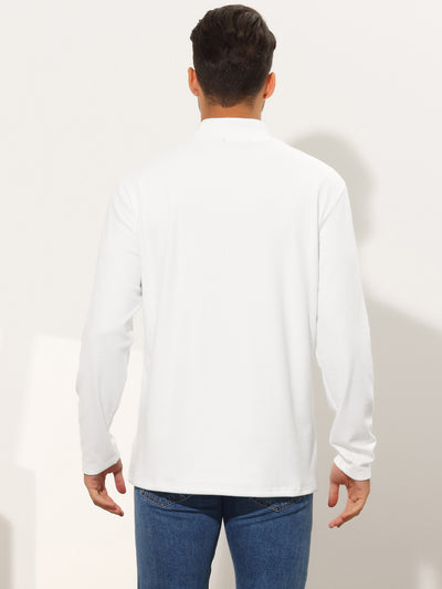 Mock Neck T-Shirts for Men's Slim Fit Long Sleeves Solid Basic Shirts Top Pullover