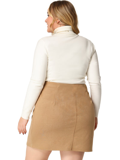 Regular Fit Capri Suede Elastic Back Skirt