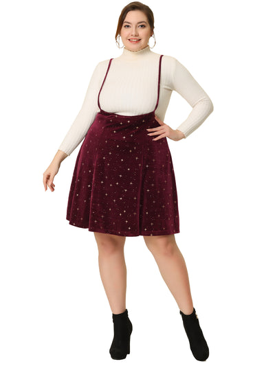 Regular Fit Velvet Stars Suspender Skirt