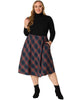 A Line Below The Knee Woven Tartan Flare Skirt
