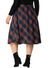A Line Below The Knee Woven Tartan Flare Skirt