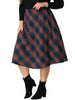 A Line Below The Knee Woven Tartan Flare Skirt