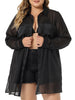 Satin H Line Button Up Long Sleeve Shirt