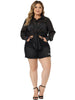 Satin H Line Button Up Long Sleeve Shirt