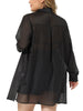 Satin H Line Button Up Long Sleeve Shirt
