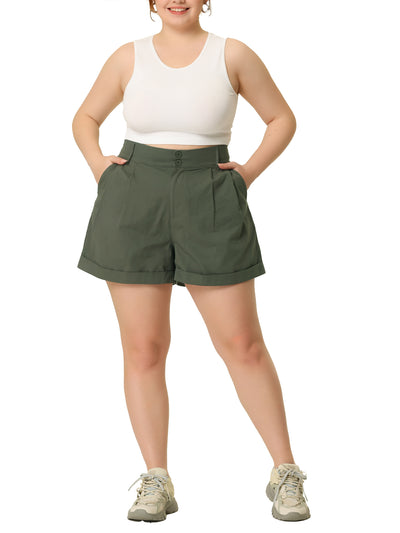 H Line Woven Mid-thigh Elastic Back Shorts